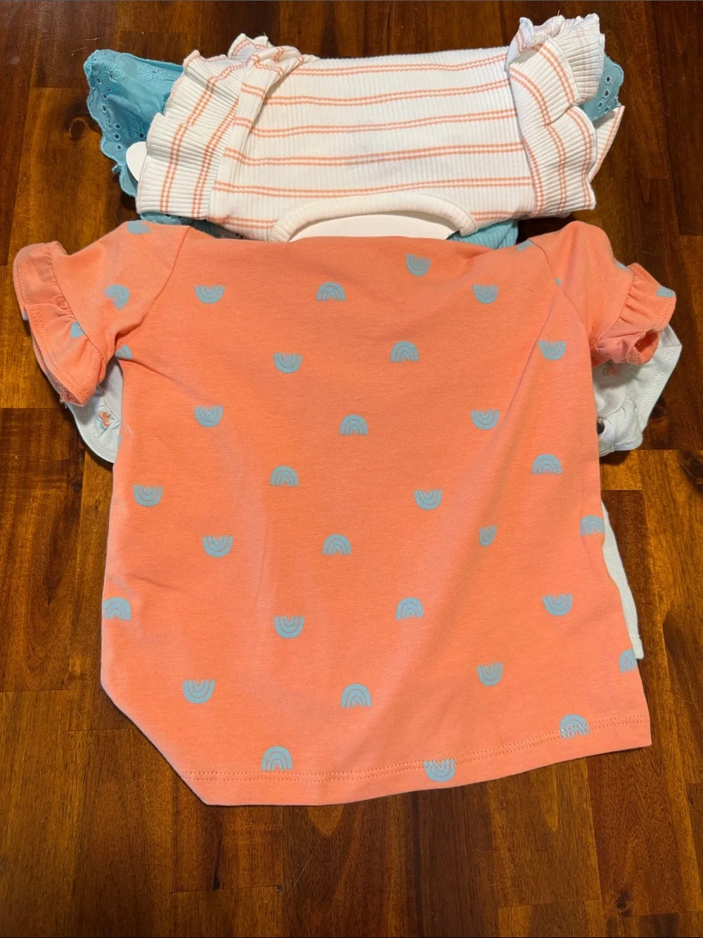NWT Pekkle Girls 8-Piece Coral & Aqua T-Shirt and Shorts, Mix and Match Set - 3T
